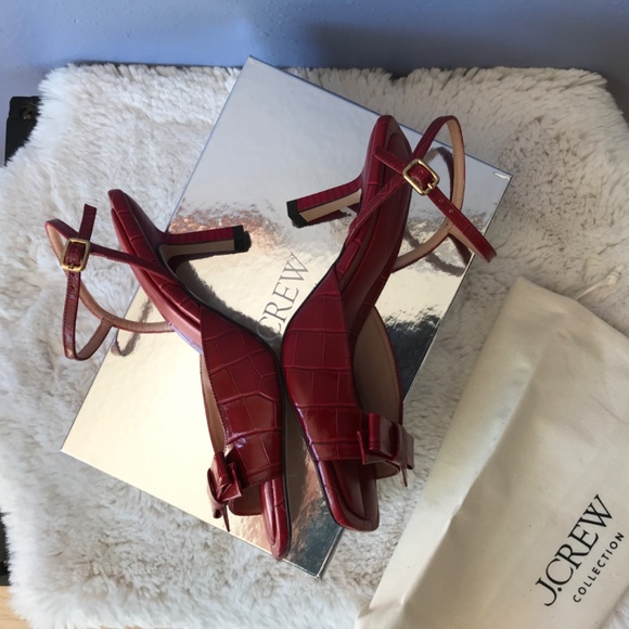 Red leather J Crew sandals size 8.5 - Picture 4 of 11